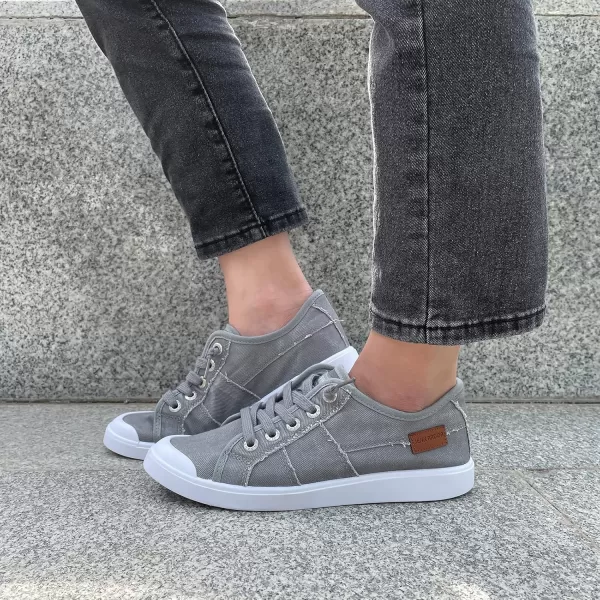 JENN ARDOR Womens Canvas Sneaker Slipons Loafers Shoes for Womens Fashion Casual Canvas Round Toe Soft Comfortable Walking FlatsLight Grey  Shoelace
