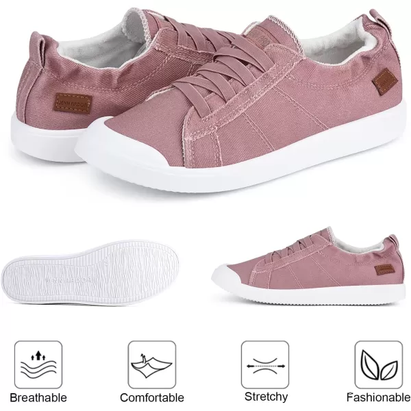 JENN ARDOR Womens Canvas Sneaker Slipons Loafers Shoes for Womens Fashion Casual Canvas Round Toe Soft Comfortable Walking FlatsPink