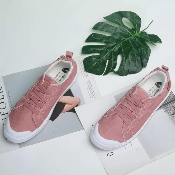 JENN ARDOR Womens Canvas Sneaker Slipons Loafers Shoes for Womens Fashion Casual Canvas Round Toe Soft Comfortable Walking FlatsPink
