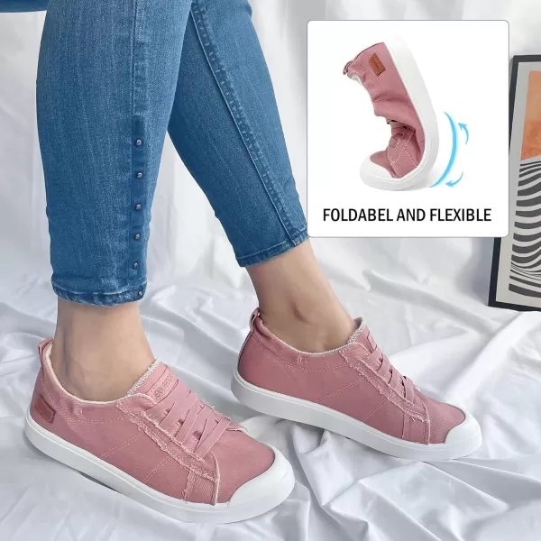 JENN ARDOR Womens Canvas Sneaker Slipons Loafers Shoes for Womens Fashion Casual Canvas Round Toe Soft Comfortable Walking FlatsPink