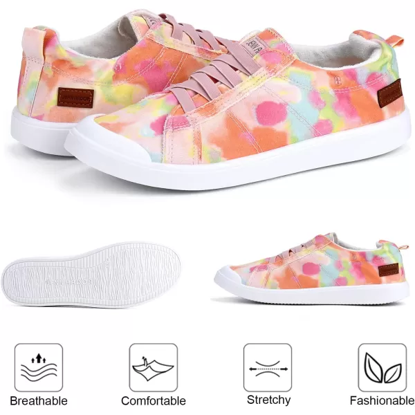JENN ARDOR Womens Canvas Sneaker Slipons Loafers Shoes for Womens Fashion Casual Canvas Round Toe Soft Comfortable Walking FlatsTiedye Orange