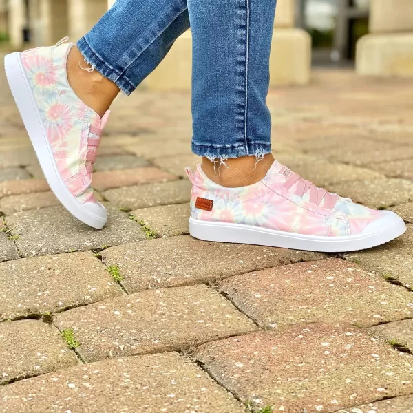 JENN ARDOR Womens Canvas Sneaker Slipons Loafers Shoes for Womens Fashion Casual Canvas Round Toe Soft Comfortable Walking FlatsTiedye Pink