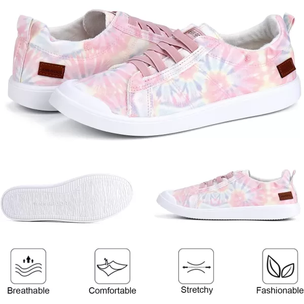 JENN ARDOR Womens Canvas Sneaker Slipons Loafers Shoes for Womens Fashion Casual Canvas Round Toe Soft Comfortable Walking FlatsTiedye Pink