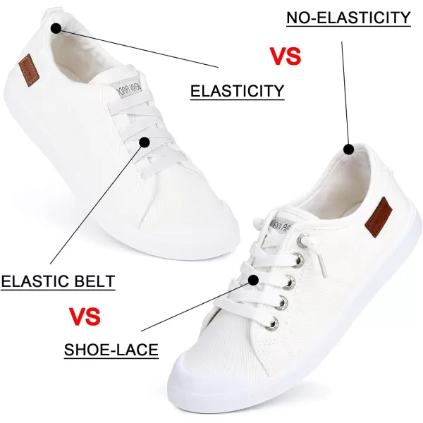 JENN ARDOR Womens Canvas Sneaker Slipons Loafers Shoes for Womens Fashion Casual Canvas Round Toe Soft Comfortable Walking FlatsWhite