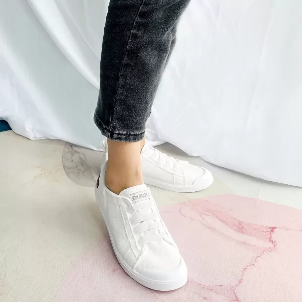 JENN ARDOR Womens Canvas Sneaker Slipons Loafers Shoes for Womens Fashion Casual Canvas Round Toe Soft Comfortable Walking FlatsWhite