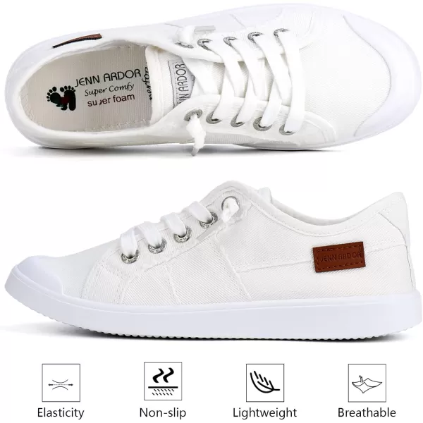 JENN ARDOR Womens Canvas Sneaker Slipons Loafers Shoes for Womens Fashion Casual Canvas Round Toe Soft Comfortable Walking FlatsWhite  Shoelace