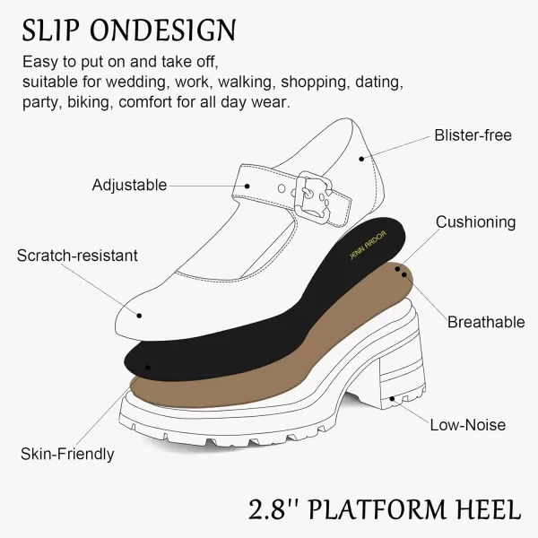 JENN ARDOR Womens Chunky Block Heels Mary Jane Round Closed Toe Ankle Buckle Strap Comfortable Low Platform Gothic Work Shoes Dress Wedding PumpsBlack