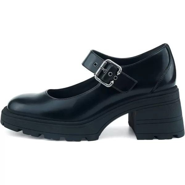 JENN ARDOR Womens Chunky Block Heels Mary Jane Round Closed Toe Ankle Buckle Strap Comfortable Low Platform Gothic Work Shoes Dress Wedding PumpsBlack