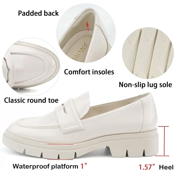 JENN ARDOR Womens Chunky Loafers Slip On Lug Sole Penny Loafer Comfort Casual Round Toe Mid Heels Platform Work ShoesShiny Patent Leathernatural