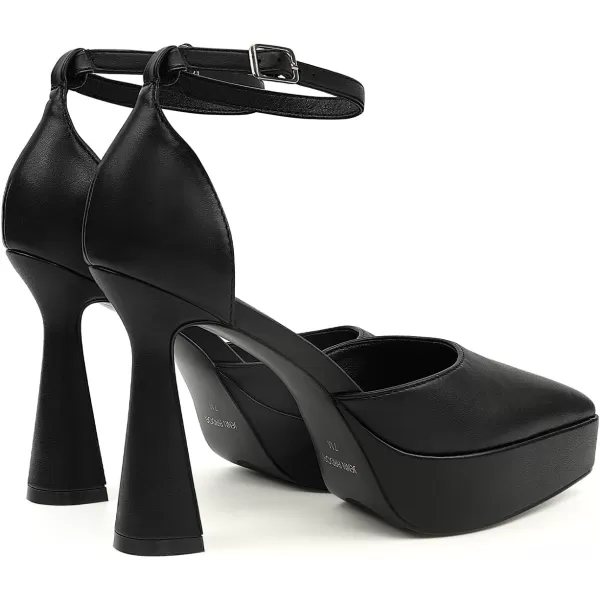 JENN ARDOR Womens Chunky Platform High Block Heels Pointed Closed Toe Ankle Strap Comfortable Sexy Party Dress Wedding Pumps ShoesBlackpu