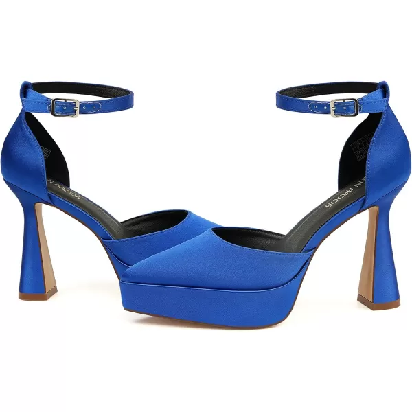 JENN ARDOR Womens Chunky Platform High Block Heels Pointed Closed Toe Ankle Strap Comfortable Sexy Party Dress Wedding Pumps ShoesRoyal Bluesatin