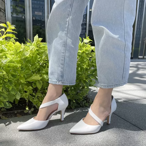 JENN ARDOR Womens Closed Toe Heels for Women 3 inch Stilettos Professional DOrsay Pumps Sexy Ankle Strap Pointed Wedding Bride Evening Party Office Ladies Dress Shoes High HeelsWhite