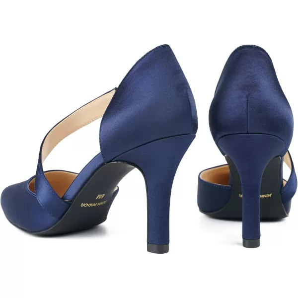 JENN ARDOR Womens Closed Toe Heels for Women 3 inch Stilettos Professional DOrsay Pumps Sexy Ankle Strap Pointed Wedding Bride Evening Party Office Ladies Dress Shoes High HeelsNavy