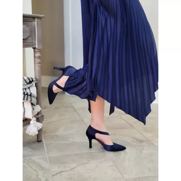 JENN ARDOR Womens Closed Toe Heels for Women 3 inch Stilettos Professional DOrsay Pumps Sexy Ankle Strap Pointed Wedding Bride Evening Party Office Ladies Dress Shoes High HeelsNavy