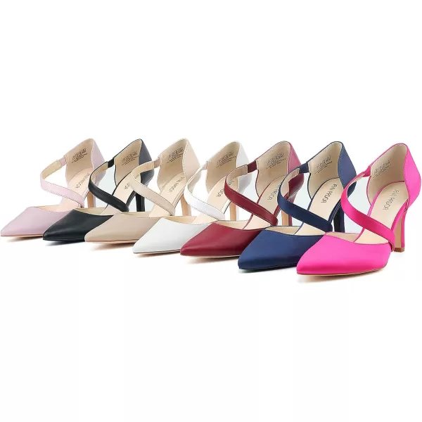 JENN ARDOR Womens Closed Toe Heels for Women 3 inch Stilettos Professional DOrsay Pumps Sexy Ankle Strap Pointed Wedding Bride Evening Party Office Ladies Dress Shoes High HeelsFuchsia Pink