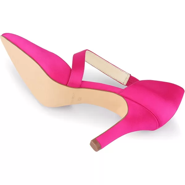 JENN ARDOR Womens Closed Toe Heels for Women 3 inch Stilettos Professional DOrsay Pumps Sexy Ankle Strap Pointed Wedding Bride Evening Party Office Ladies Dress Shoes High HeelsFuchsia Pink