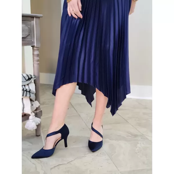 JENN ARDOR Womens Closed Toe Heels for Women 3 inch Stilettos Professional DOrsay Pumps Sexy Ankle Strap Pointed Wedding Bride Evening Party Office Ladies Dress Shoes High HeelsNavy