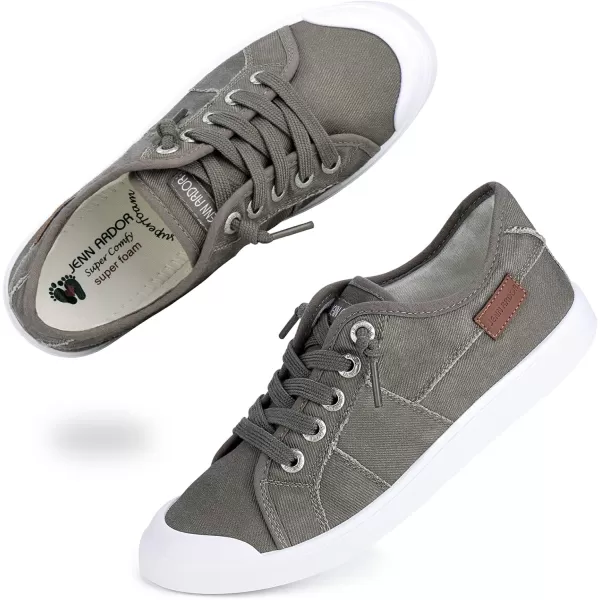 JENN ARDOR Womens Comfortable Elastic Shoes Stylish Canvas Fashion Sneakers Cute Lightweight Slip On Shoes Casual Flats for WalkingA Vintage Graybrown
