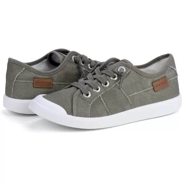 JENN ARDOR Womens Comfortable Elastic Shoes Stylish Canvas Fashion Sneakers Cute Lightweight Slip On Shoes Casual Flats for WalkingA Vintage Graybrown