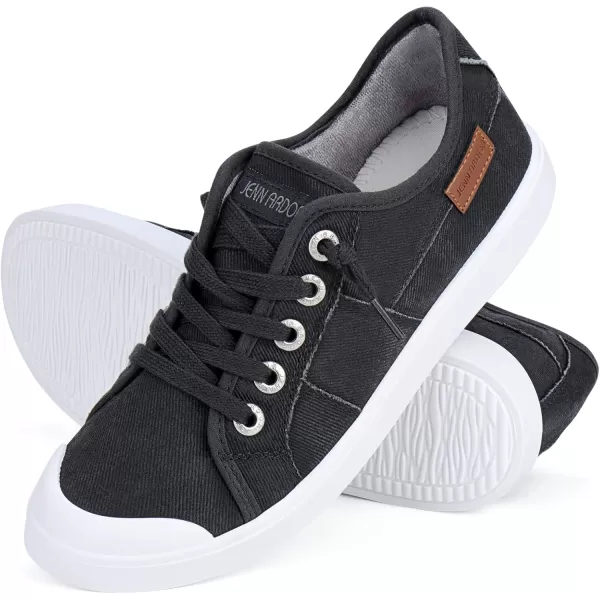 JENN ARDOR Womens Comfortable Elastic Shoes Stylish Canvas Fashion Sneakers Cute Lightweight Slip On Shoes Casual Flats for WalkingAllmatch Gray Black