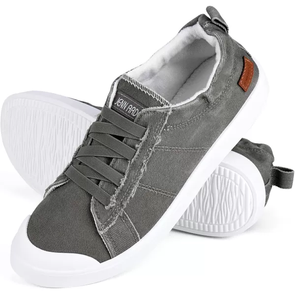 JENN ARDOR Womens Comfortable Elastic Shoes Stylish Canvas Fashion Sneakers Cute Lightweight Slip On Shoes Casual Flats for WalkingBgraybrown