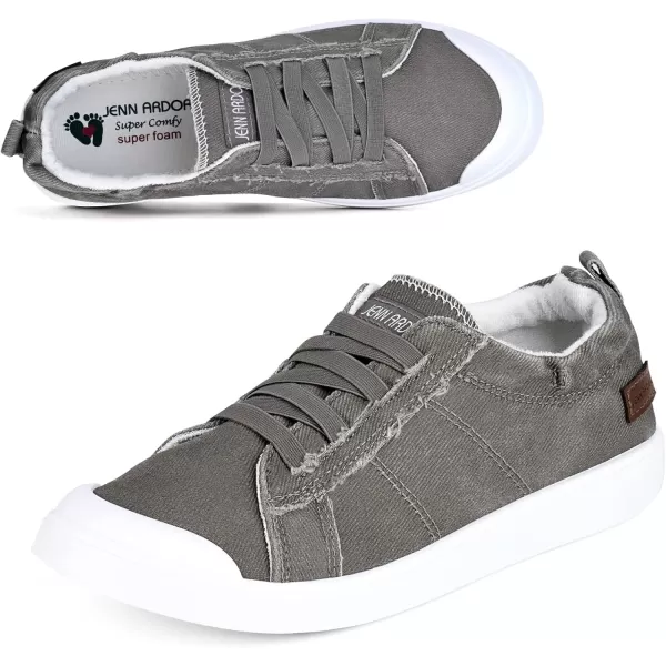 JENN ARDOR Womens Comfortable Elastic Shoes Stylish Canvas Fashion Sneakers Cute Lightweight Slip On Shoes Casual Flats for WalkingBgraybrown