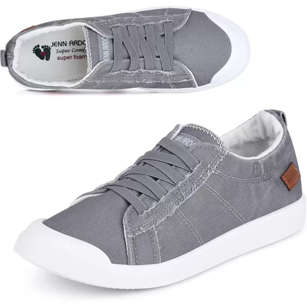 JENN ARDOR Womens Comfortable Elastic Shoes Stylish Canvas Fashion Sneakers Cute Lightweight Slip On Shoes Casual Flats for WalkingBlight Grey