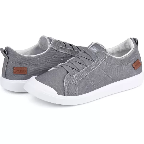 JENN ARDOR Womens Comfortable Elastic Shoes Stylish Canvas Fashion Sneakers Cute Lightweight Slip On Shoes Casual Flats for WalkingBlight Grey