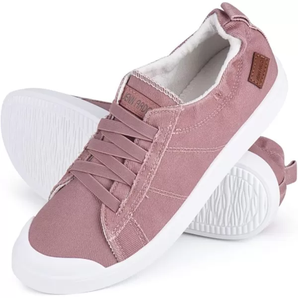 JENN ARDOR Womens Comfortable Elastic Shoes Stylish Canvas Fashion Sneakers Cute Lightweight Slip On Shoes Casual Flats for WalkingBlight Pink