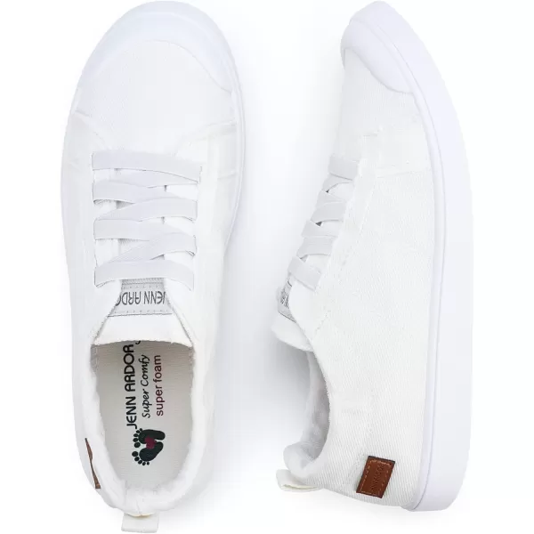 JENN ARDOR Womens Comfortable Elastic Shoes Stylish Canvas Fashion Sneakers Cute Lightweight Slip On Shoes Casual Flats for WalkingBwhite