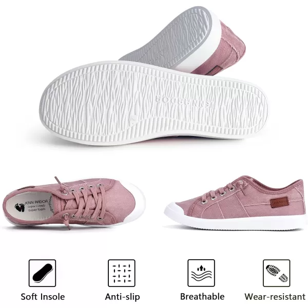 JENN ARDOR Womens Comfortable Elastic Shoes Stylish Canvas Fashion Sneakers Cute Lightweight Slip On Shoes Casual Flats for WalkingGentle Pink