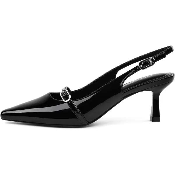JENN ARDOR Womens Kitten Heel Pumps Slingback Sandals Closed Toe Low Dress Shoes Bridal Elegant for Wedding PartyBlack