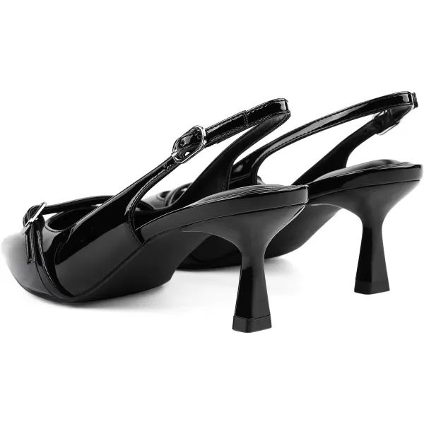 JENN ARDOR Womens Kitten Heel Pumps Slingback Sandals Closed Toe Low Dress Shoes Bridal Elegant for Wedding PartyBlack