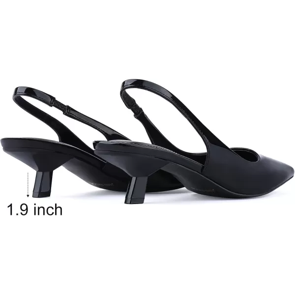 JENN ARDOR Womens Kitten Heels Closed Pointed Toe Elastic Slingback Sexy Low Heels Bridal Wedding Guest Dress Prom Pumps ShoesBlackpu
