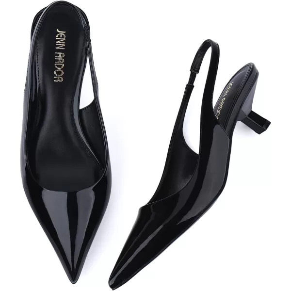 JENN ARDOR Womens Kitten Heels Closed Pointed Toe Elastic Slingback Sexy Low Heels Bridal Wedding Guest Dress Prom Pumps ShoesBlackpu