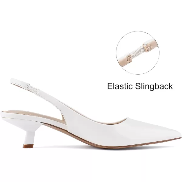 JENN ARDOR Womens Kitten Heels Closed Pointed Toe Elastic Slingback Sexy Low Heels Bridal Wedding Guest Dress Prom Pumps ShoesCream Whitepu