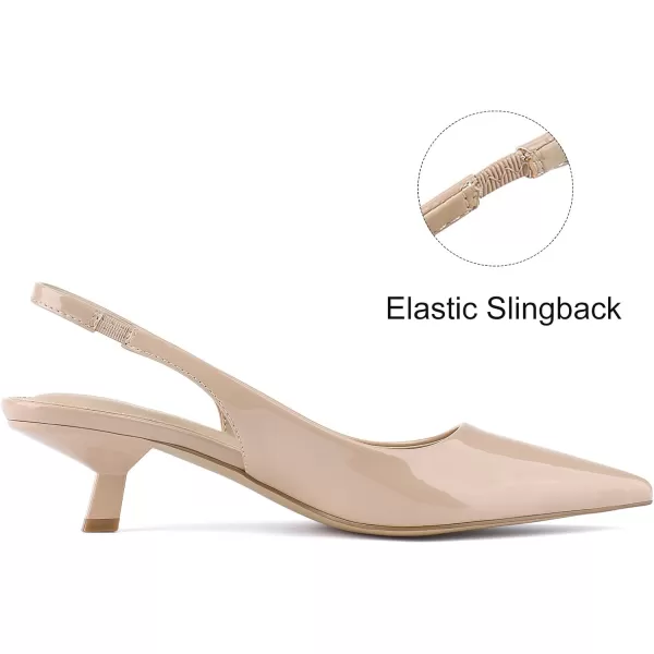 JENN ARDOR Womens Kitten Heels Closed Pointed Toe Elastic Slingback Sexy Low Heels Bridal Wedding Guest Dress Prom Pumps ShoesNudepu