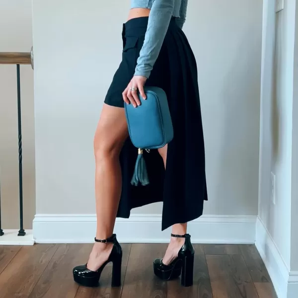 JENN ARDOR Womens Platform Heels Chunky High Heel Pumps Block Heels Ankle Strap Closed Toe for Dress Wedding Party PumpsBlack Mirror