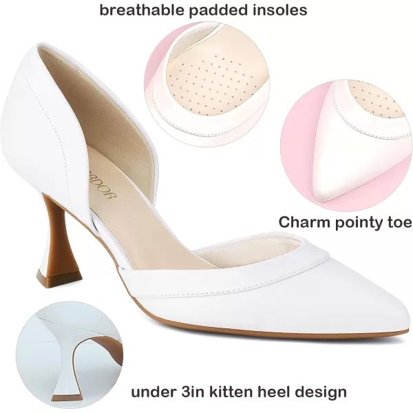JENN ARDOR Womens Pumps Low Heels Pointed Closed Toe Kitten Dress Shoes for Women Comfortable Stiletto Heeled Sandals Classic Wedding Party DOrsay Work PumpsWhite