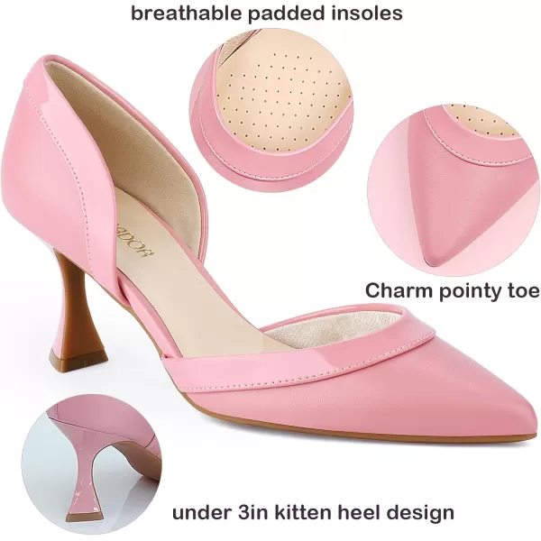 JENN ARDOR Womens Pumps Low Heels Pointed Closed Toe Kitten Dress Shoes for Women Comfortable Stiletto Heeled Sandals Classic Wedding Party DOrsay Work PumpsPink