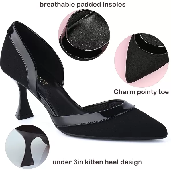 JENN ARDOR Womens Pumps Low Heels Pointed Closed Toe Kitten Dress Shoes for Women Comfortable Stiletto Heeled Sandals Classic Wedding Party DOrsay Work PumpsBlack