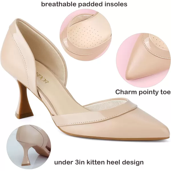 JENN ARDOR Womens Pumps Low Heels Pointed Closed Toe Kitten Dress Shoes for Women Comfortable Stiletto Heeled Sandals Classic Wedding Party DOrsay Work PumpsNude