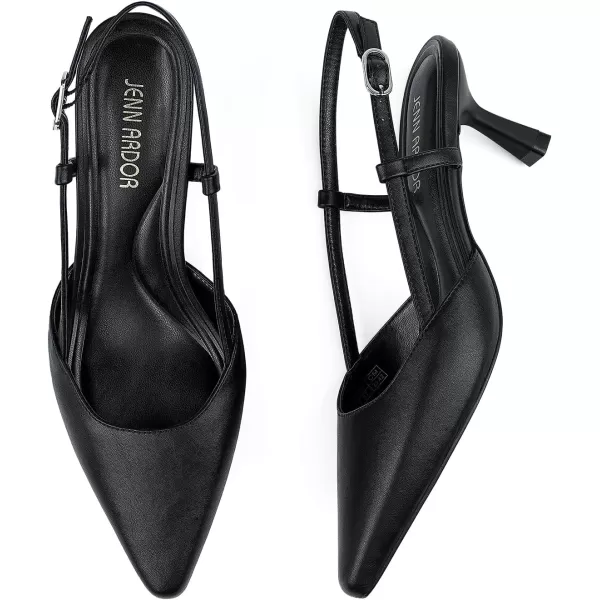 JENN ARDOR Womens Slingback Kitten Heel Closed Pointed Toe Dress Pumps Shoes for Women Comfortable Low Heeled Sandals Wedding Party PumpsBlack