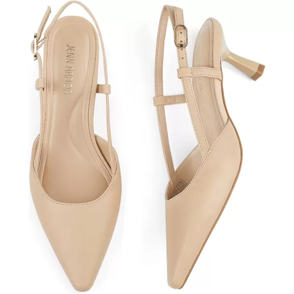 JENN ARDOR Womens Slingback Kitten Heel Closed Pointed Toe Dress Pumps Shoes for Women Comfortable Low Heeled Sandals Wedding Party PumpsNude
