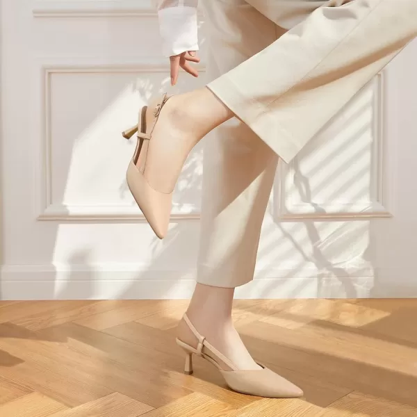 JENN ARDOR Womens Slingback Kitten Heel Closed Pointed Toe Dress Pumps Shoes for Women Comfortable Low Heeled Sandals Wedding Party PumpsNude