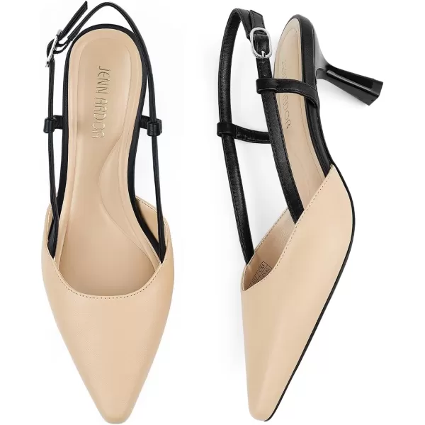 JENN ARDOR Womens Slingback Kitten Heel Closed Pointed Toe Dress Pumps Shoes for Women Comfortable Low Heeled Sandals Wedding Party PumpsNudeBlack