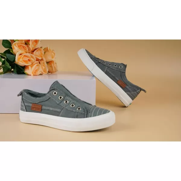 JENN ARDOR Womens Slip On Fashion Sneakers No Laces Comfortable Casual Low Canvas Sneakers Flats Walking ShoesGrey