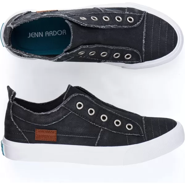JENN ARDOR Womens Slip On Fashion Sneakers No Laces Comfortable Casual Low Canvas Sneakers Flats Walking ShoesGrey Blacksmoked Twill