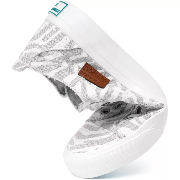 JENN ARDOR Womens Slip On Fashion Sneakers No Laces Comfortable Casual Low Canvas Sneakers Flats Walking ShoesGreyWhite Zebra