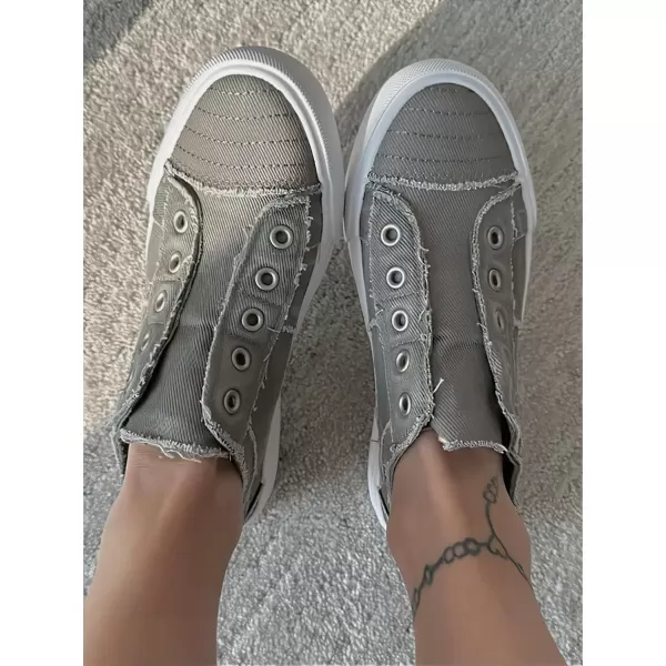 JENN ARDOR Womens Slip On Fashion Sneakers No Laces Comfortable Casual Low Canvas Sneakers Flats Walking ShoesGreysmoked Twill